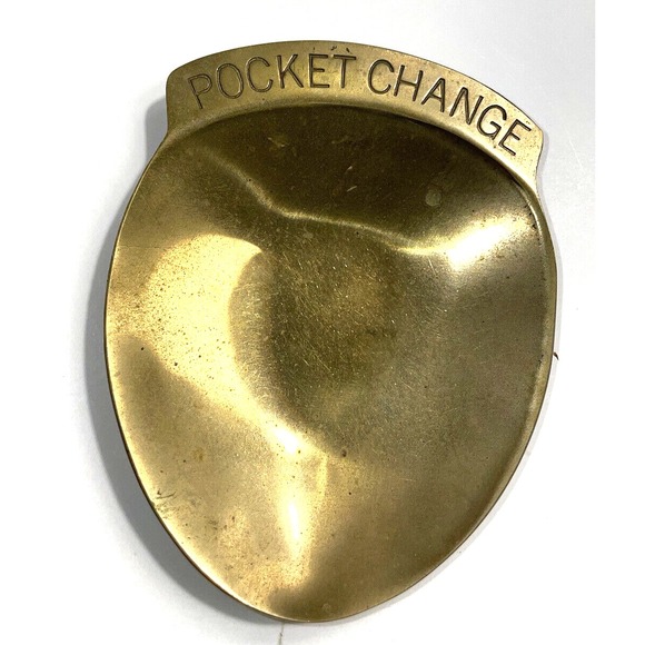 Vintage Solid Brass Pocket Change Dish Coin Tray Holder 3 Inches Wide - Picture 2 of 4